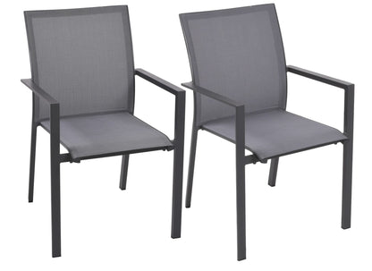 2x Alu Stapelstuhl RANA Sessel Stuhl Gartenstuhl Stuhlgruppe Garten Möbel grau