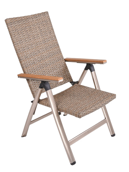 7tlg. Polyrattan Tischgruppe FLORENCE Garten Sitzgruppe Outdoor Hochlehner braun