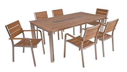 7tlg. Alu Tischgruppe FLORENCE Garten Sitzgruppe Outdoor Beige Metall Kunststoff