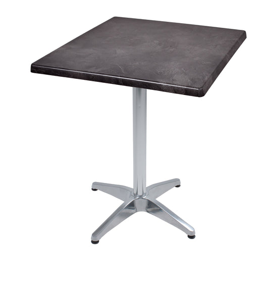 Bistrotisch Set Dark Slate 70x70cm Tischgestell Alu blank Garten Tisch Gestell