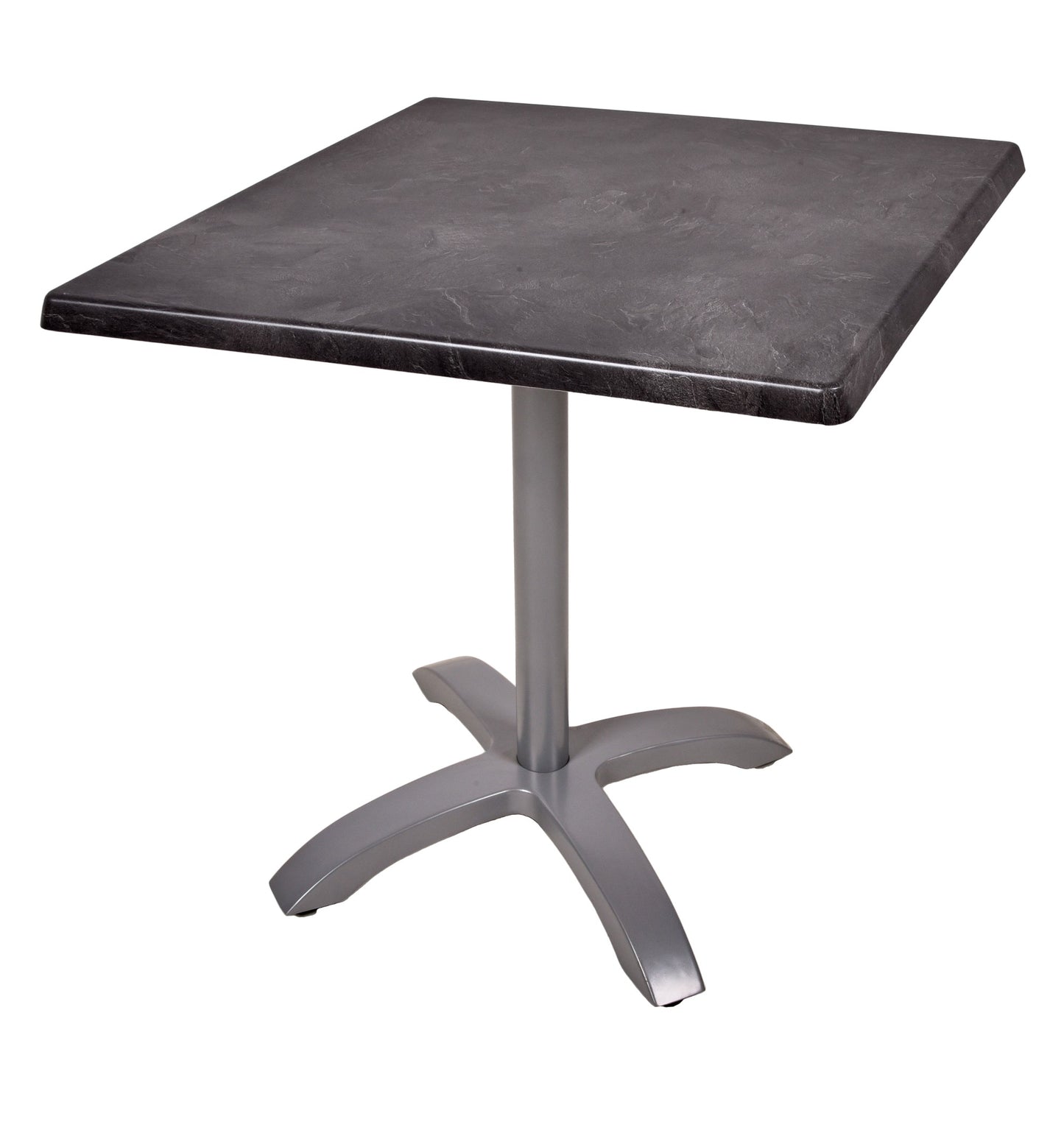 Bistrotisch Set Dark Slate 80x80cm Tischgestell Alu silber matt Garten Tisch
