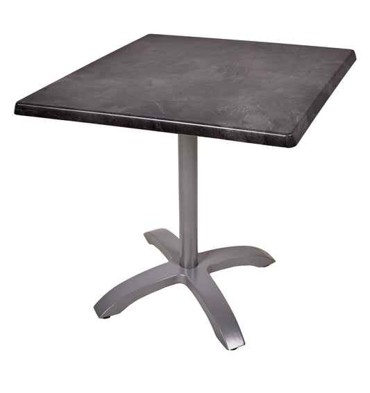 Bistrotisch Set Dark Slate 80x80cm Tischgestell Alu silber matt Garten Tisch