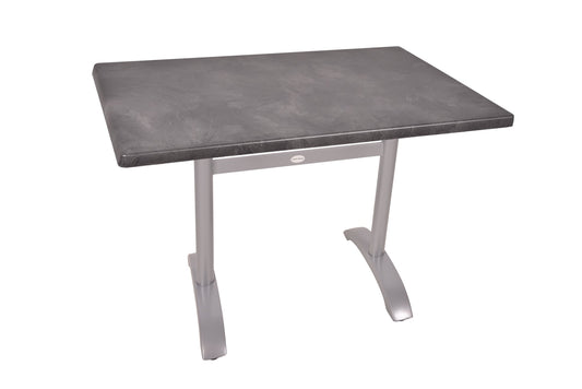 Bistrotisch Set Dark Slate 110x70cm Tischgestell Alu silber matt Garten Tisch