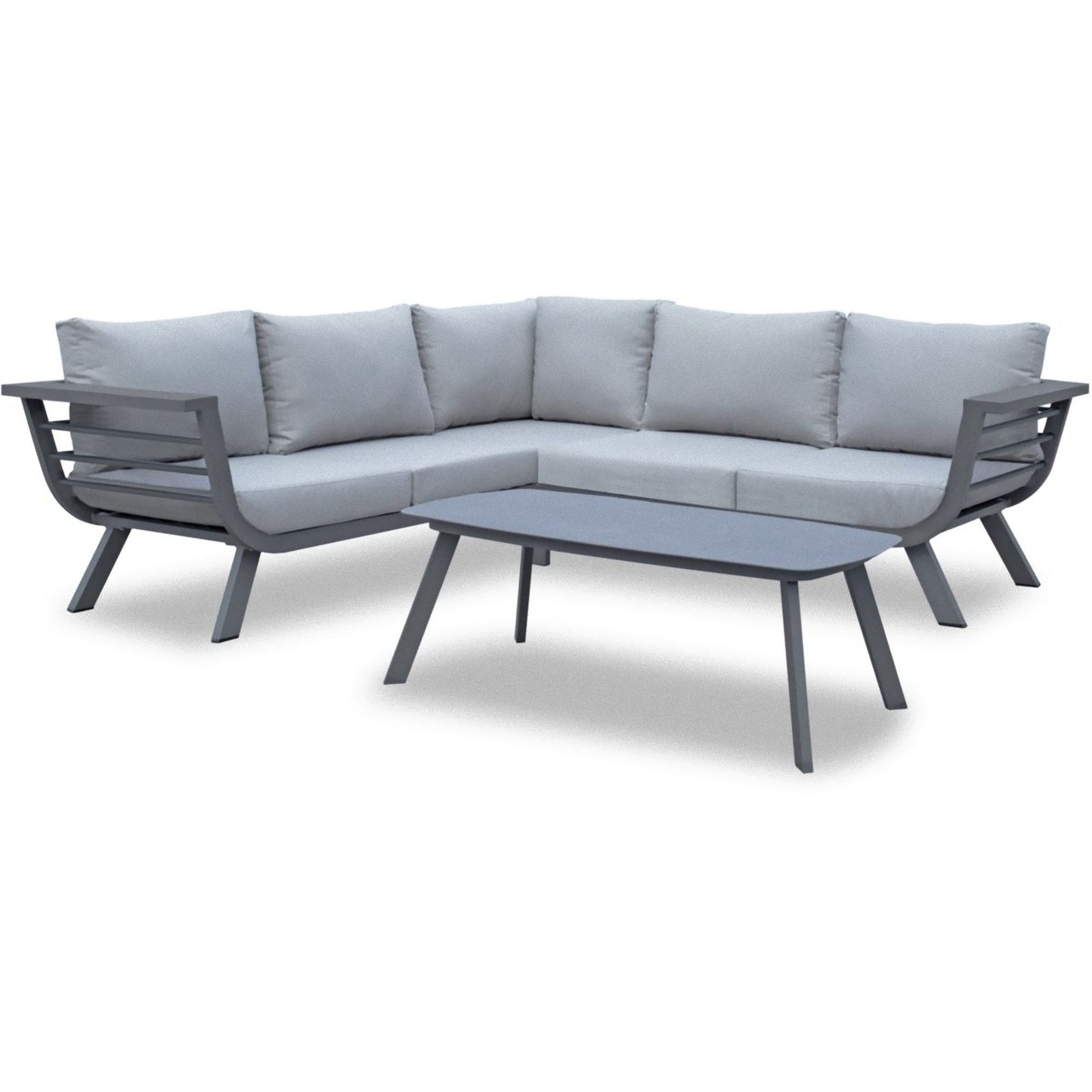 Alu Lounge Gruppe AURELIA Garten Sitzgruppe Outdoor Grau Kunststoff Garnitur
