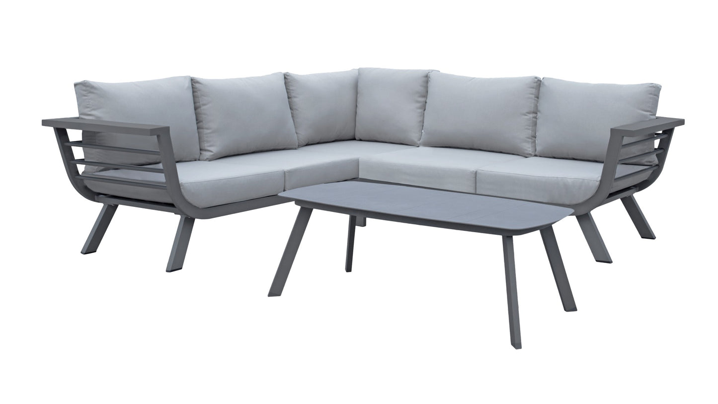 Alu Lounge Gruppe AURELIA Garten Sitzgruppe Outdoor Grau Kunststoff Garnitur