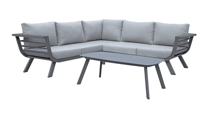 Alu Lounge Gruppe AURELIA Garten Sitzgruppe Outdoor Grau Kunststoff Garnitur