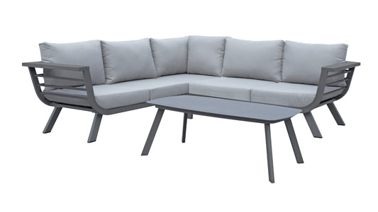 Alu Lounge Gruppe AURELIA Garten Sitzgruppe Outdoor Grau Kunststoff Garnitur