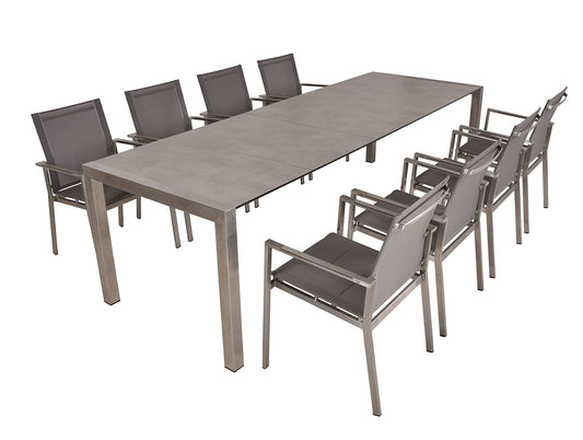 Garden Pleasure 9-tlg. Garten Tisch Gruppe Sitzgruppe Stuhl Stapelstuhl Metall