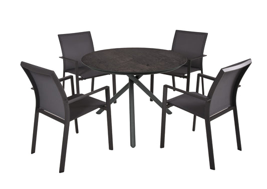 Garden Pleasure 5tlg. Garten Tischgruppe Sitzgruppe Tisch Stuhl Möbel Aluminium