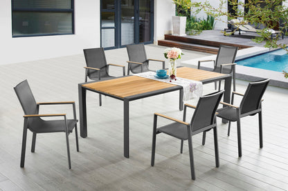 Tisch SILEA Alu Kunststoff Holz Optik Gartentisch Garten Gartenmöbel Möbel Outdoor