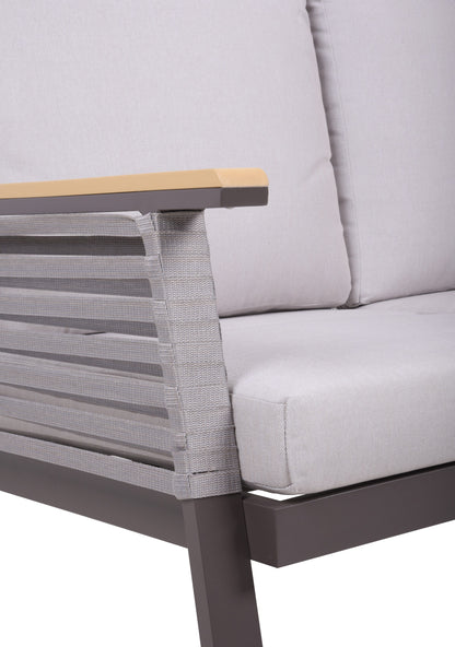 Lounge Alu Sitzgruppe Denia Gartenmöbel Garnitur Sessel Tisch Sofa Stühle grau