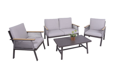Lounge Alu Sitzgruppe Denia Gartenmöbel Garnitur Sessel Tisch Sofa Stühle grau