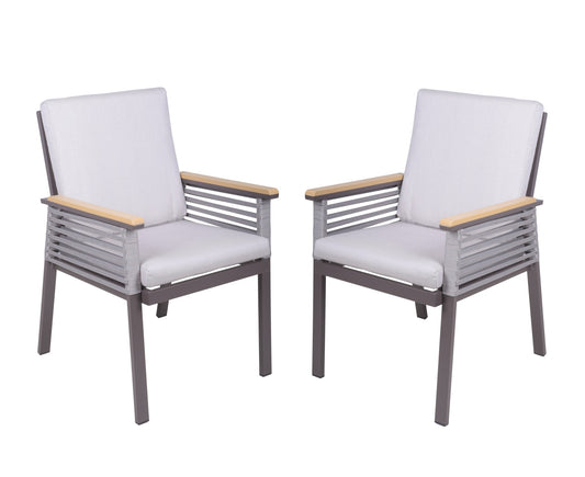 2er Set Gartenstuhl Denia Armlehnstuhl Stuhl Relax Sessel Gartenmöbel beige