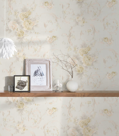 Blumentapete Creme Vliestapete 306471 Wandtapete A.S. Création Tapete