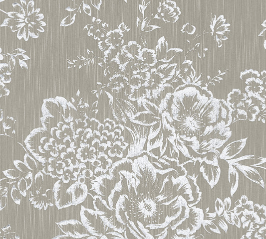 A.S. Création Blumentapete Silber 306574 Tapete Metallic Silk Wandtapete Design