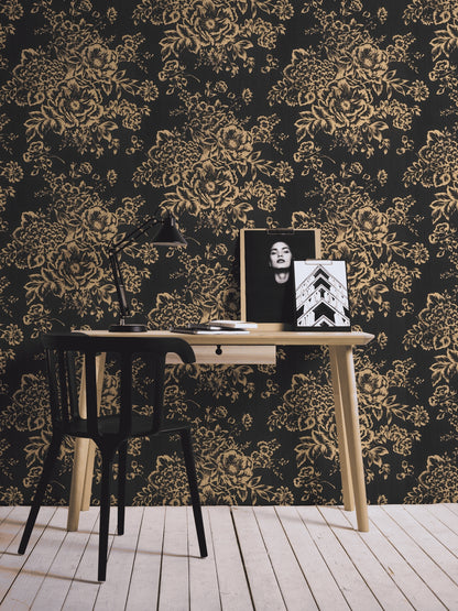 A.S. Création Blumentapete Gold 306577 Tapete Metallic Silk Wandtapete Design