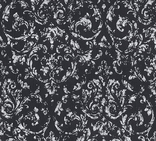 A.S. Création Barocktapete Schwarz 306606 Tapete Metallic Silk Wandtapete Design