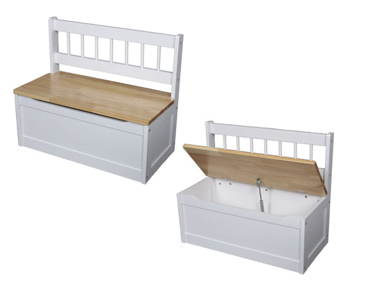 2er Set Holz Kinder Truhenbank Truhe Sitzbank Bank Spielkiste Kindermöbel weiß