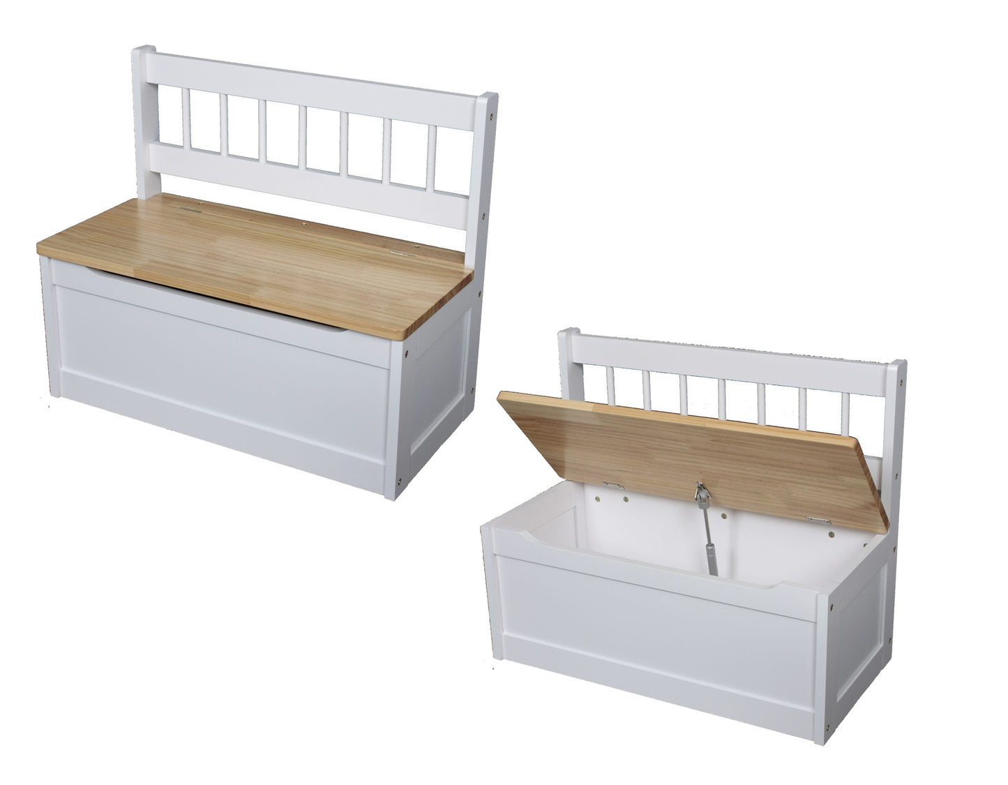 2er Set Holz Kinder Truhenbank Truhe Sitzbank Bank Spielkiste Kindermöbel weiß