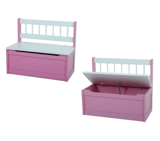 2er Set Holz Kinder Truhenbank Truhe Sitzbank Bank Spielkiste Kindermöbel pink