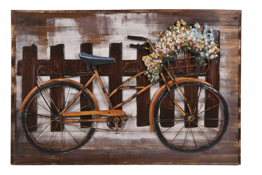 3D Metallbild Fahrrad Metall Wandbild Retro Vintage Bild Küche Wohnzimmer Deko