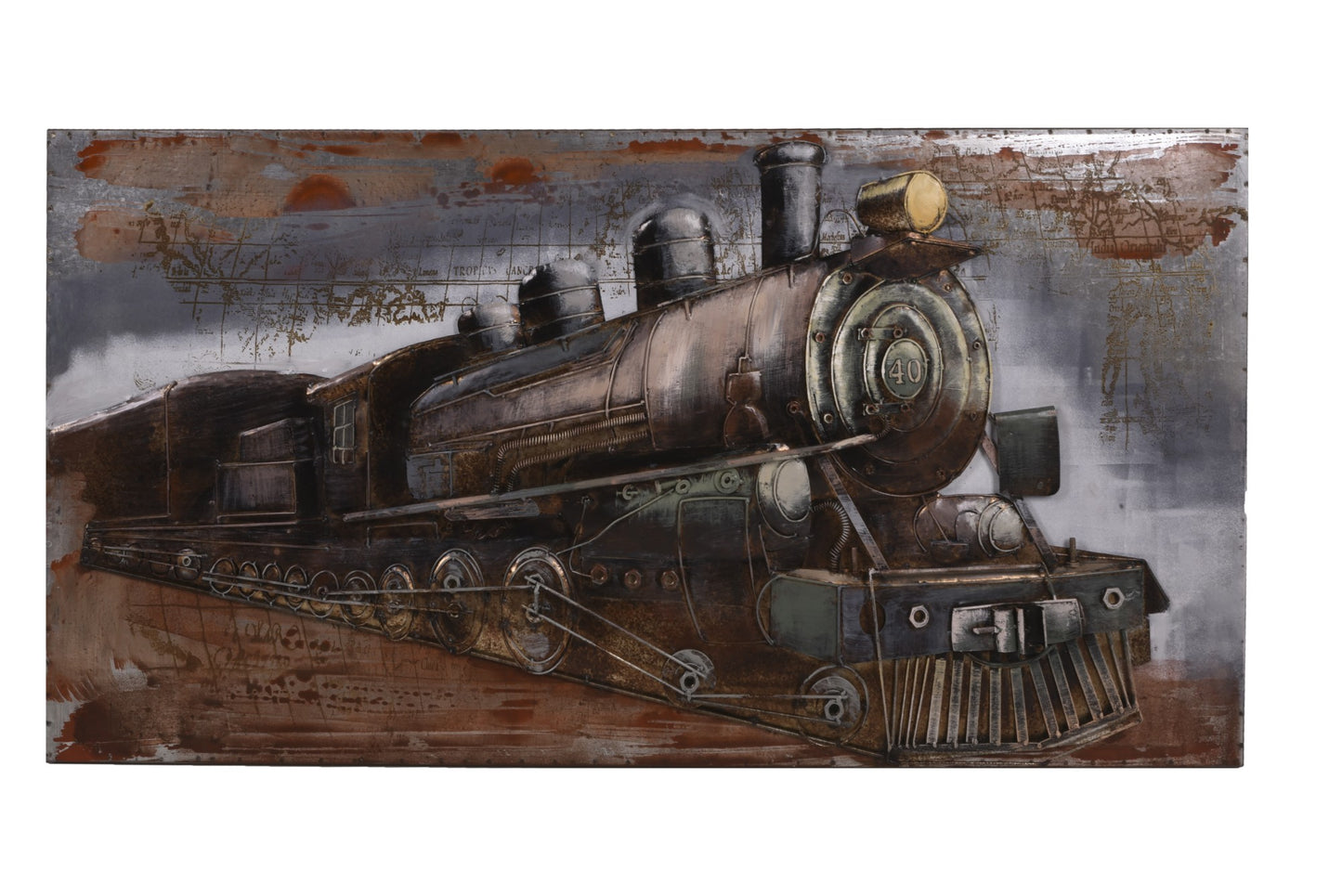 3D Metallbild Dampflok Metall Wandbild Retro Vintage Bild Bar Küche Wohnzimmer