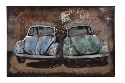 3D Metallbild Autos Pärchen Metall Wandbild Retro Bild Bar Küche Wohnzimmer