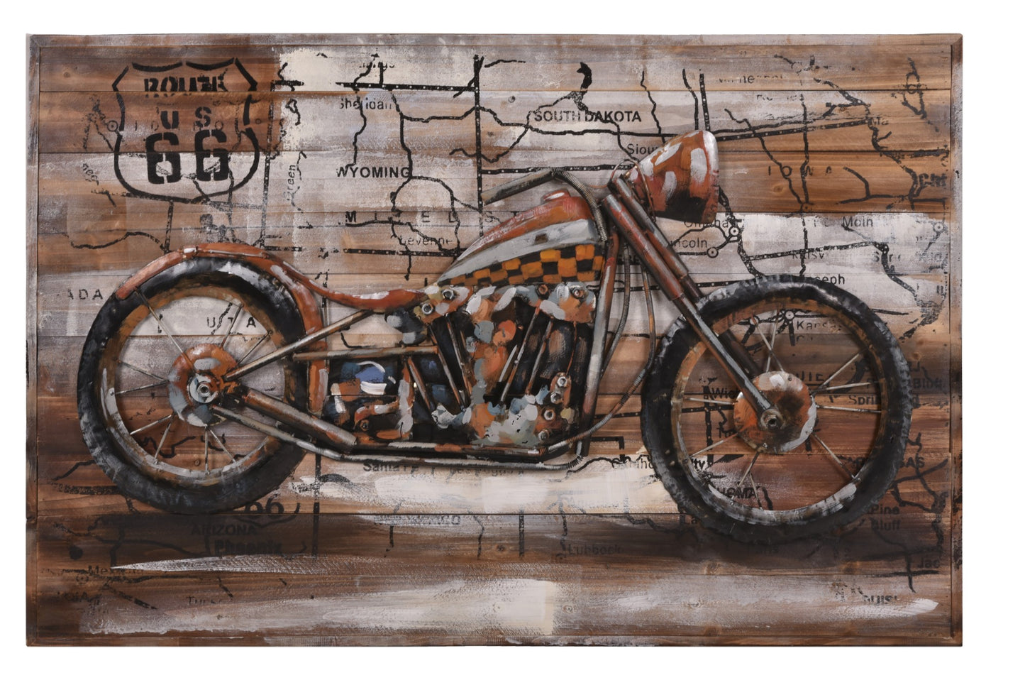 3D Metallbild Motorrad Metall Wandbild Retro Vintage Bild Bar Küche Wohnzimmer