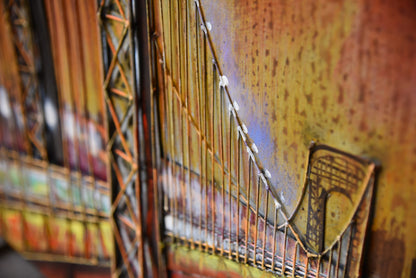 Metallbild Brücke Bild Metall Deko Wandbild Vintage 3D Wohnzimmer Küche Bar