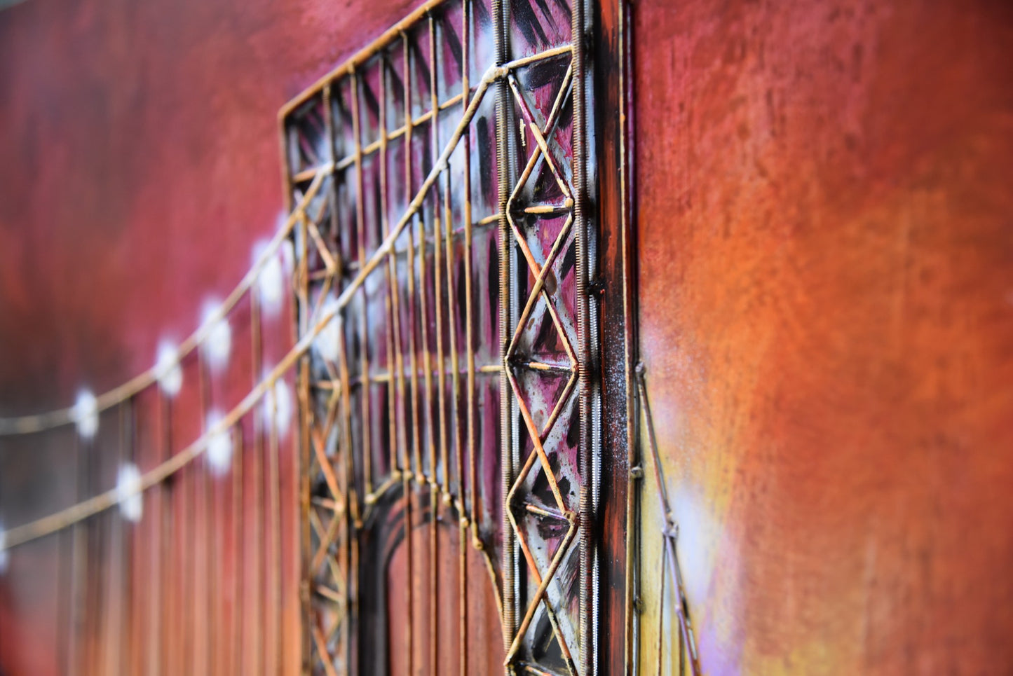 Metallbild Brücke Bild Metall Deko Wandbild Vintage 3D Wohnzimmer Küche Bar