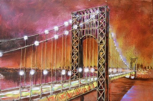 Metallbild Brücke Bild Metall Deko Wandbild Vintage 3D Wohnzimmer Küche Bar