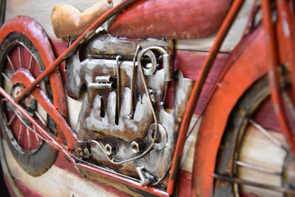 Metallbild Mottorad Bild Metall Deko Vintage 3D Route 66 Wandbild Wohnzimmer Bar