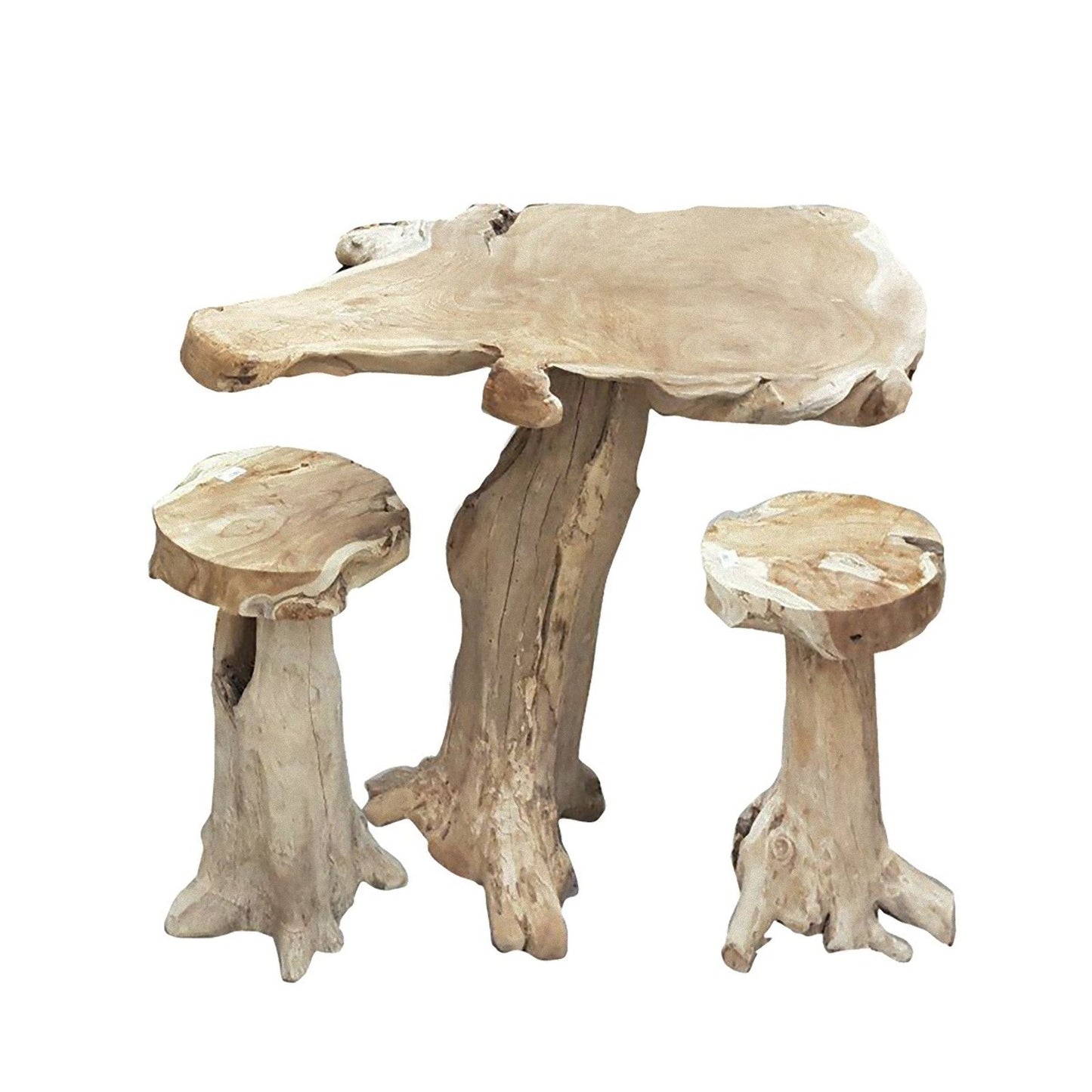 Massiv Gartentisch Bar-Tisch SURGA Garten Tisch Holztisch Stehtisch Wurzelteak