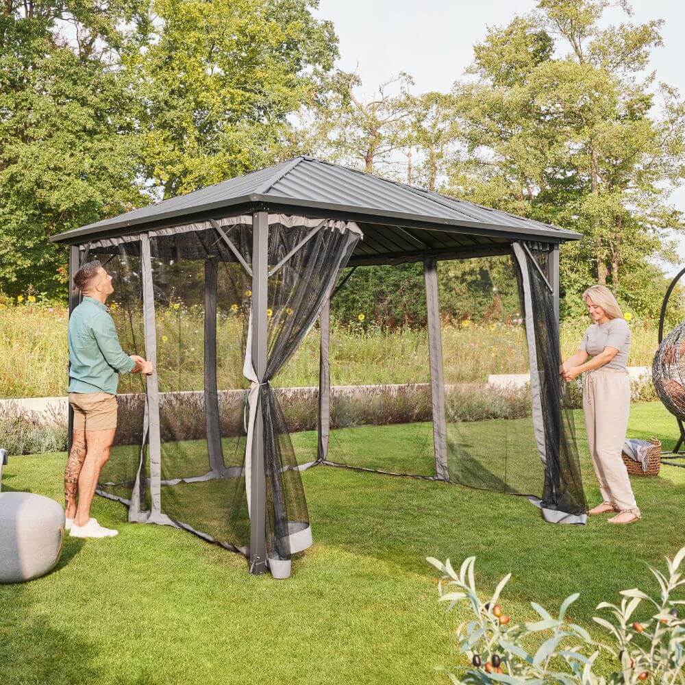 Metall Pavillon 298x298cm Garten Terrassen Überdachung Sonnenschutz Partyzelt
