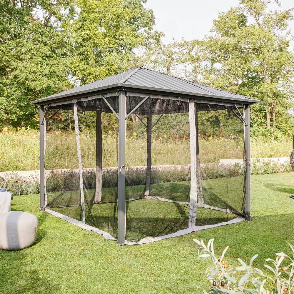 Metall Pavillon 298x298cm Garten Terrassen Überdachung Sonnenschutz Partyzelt