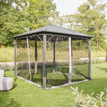 Metall Pavillon 298x298cm Garten Terrassen Überdachung Sonnenschutz Partyzelt
