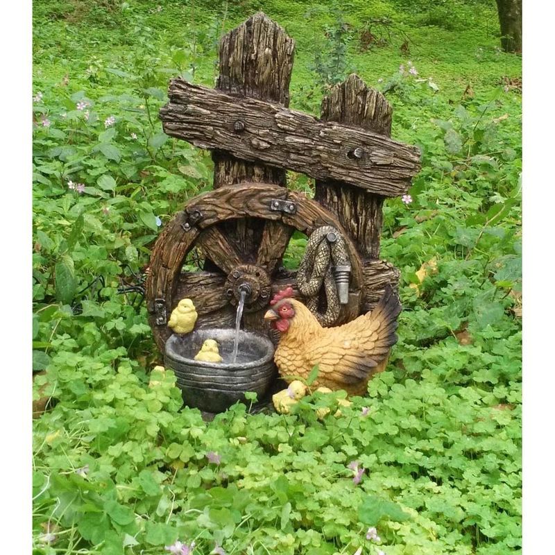 Brunnen HELIOS 60,5cm Holz Optik Wasserspiel Springbrunnen Kaskaden Garten