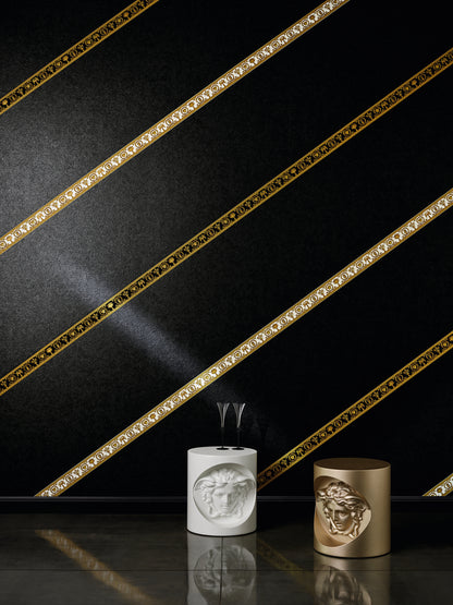 Versace Home Barock Bordüre 343051 Gold Schwarz Borte Luxus Design Tapete