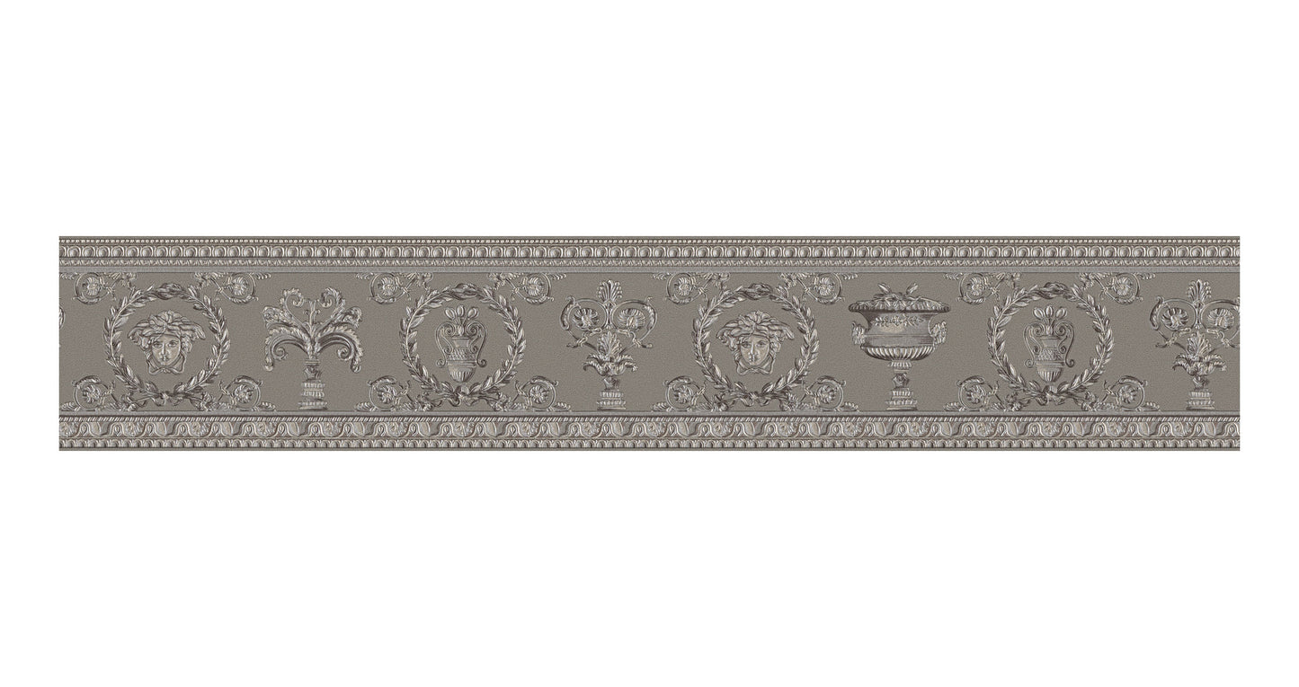 Versace Home Barock Bordüre Silber Grau 343053 Borte Luxus Vlies Designer Tapete