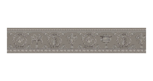 Versace Home Barock Bordüre Silber Grau 343053 Borte Luxus Vlies Designer Tapete