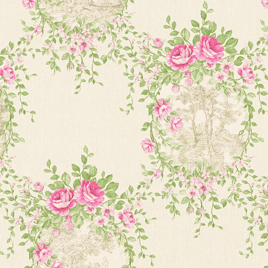 A.S. Création Blumentapete Blumen floral Tapete Rosa 344992 Château 5 Wand