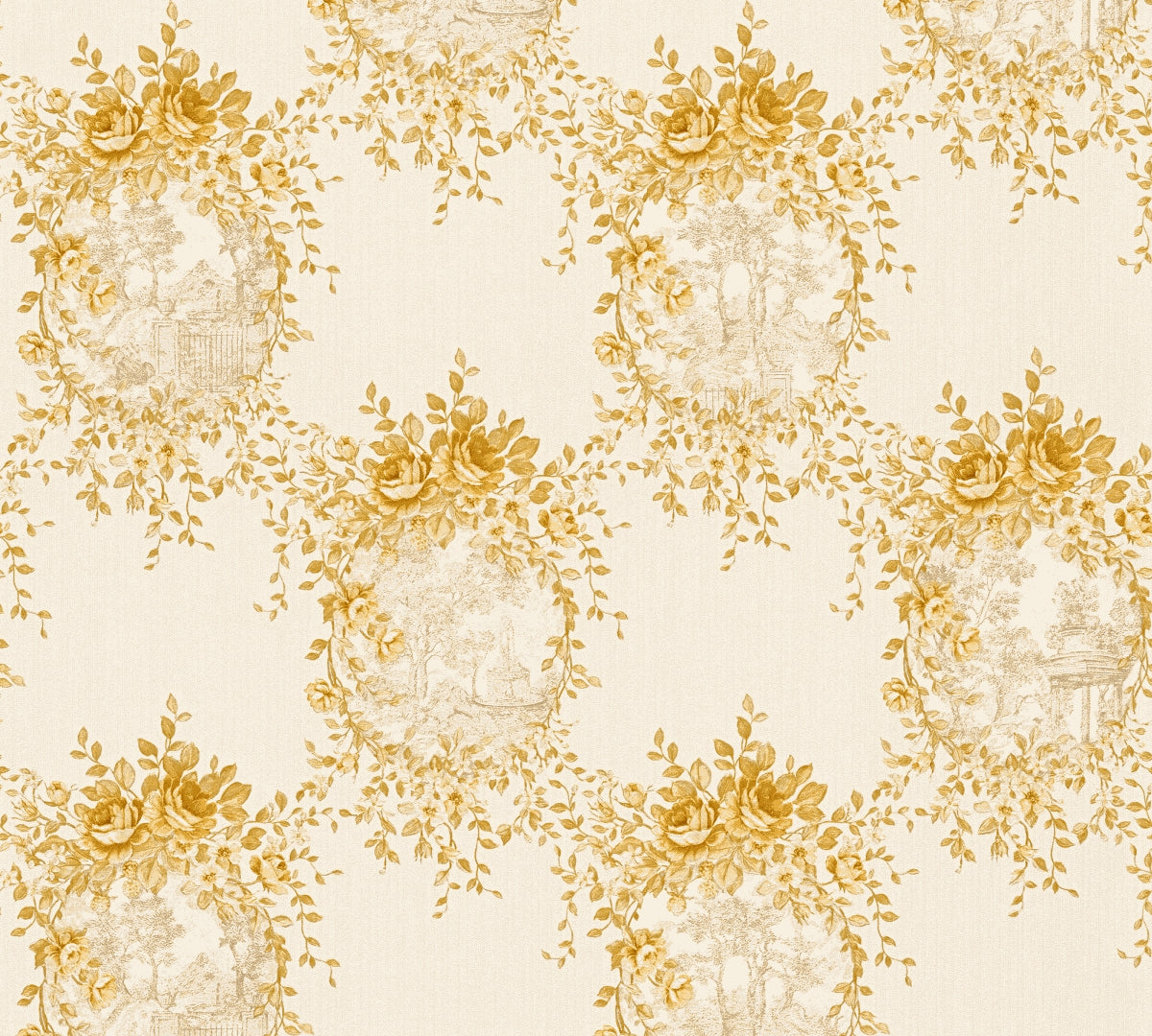 A.S. Création Blumentapete Blumen floral Tapete Gold 344993 Château 5 Wand