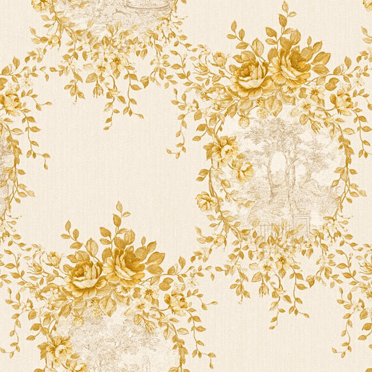 A.S. Création Blumentapete Blumen floral Tapete Gold 344993 Château 5 Wand