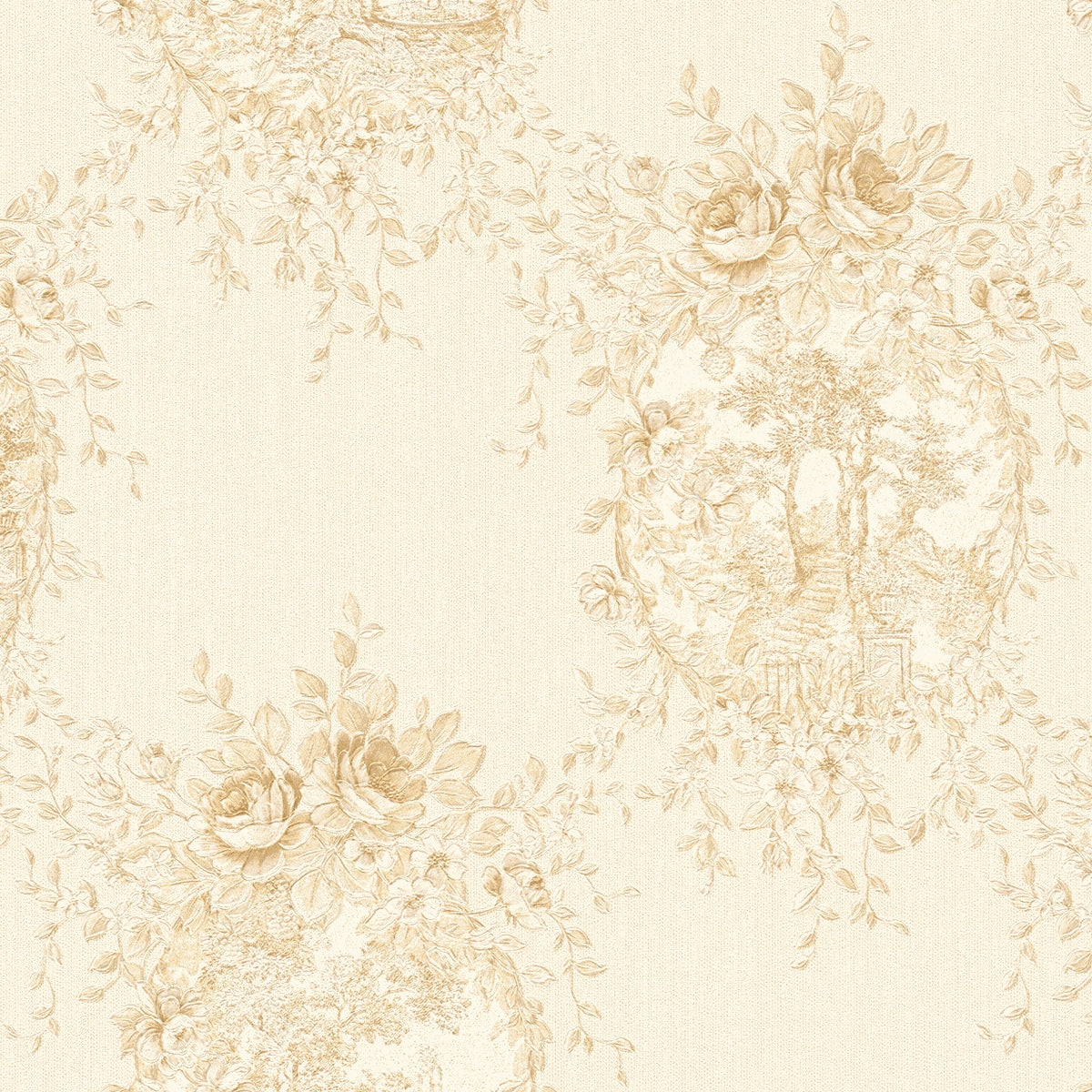 A.S. Création Blumentapete Blumen floral Tapete Gold 344994 Château 5 Wand