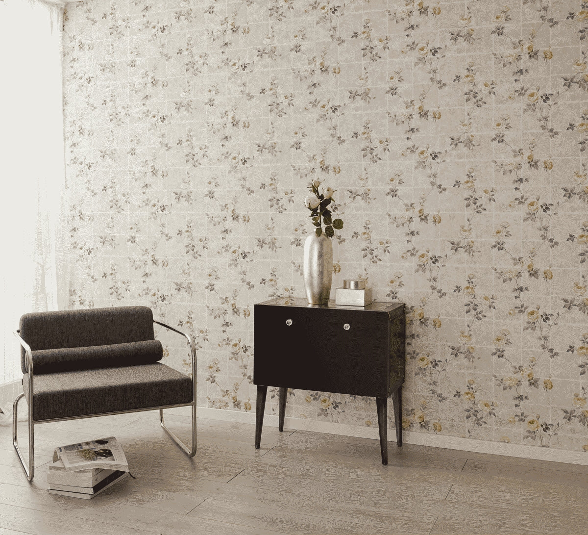 A.S. Création Blumentapete Blumen floral Tapete Gelb 345013 Château 5 Wand