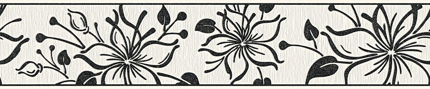A.S. Création Blumen Schwarz 346629 Borte Bordüre selbstklebend Tapete Vinyl