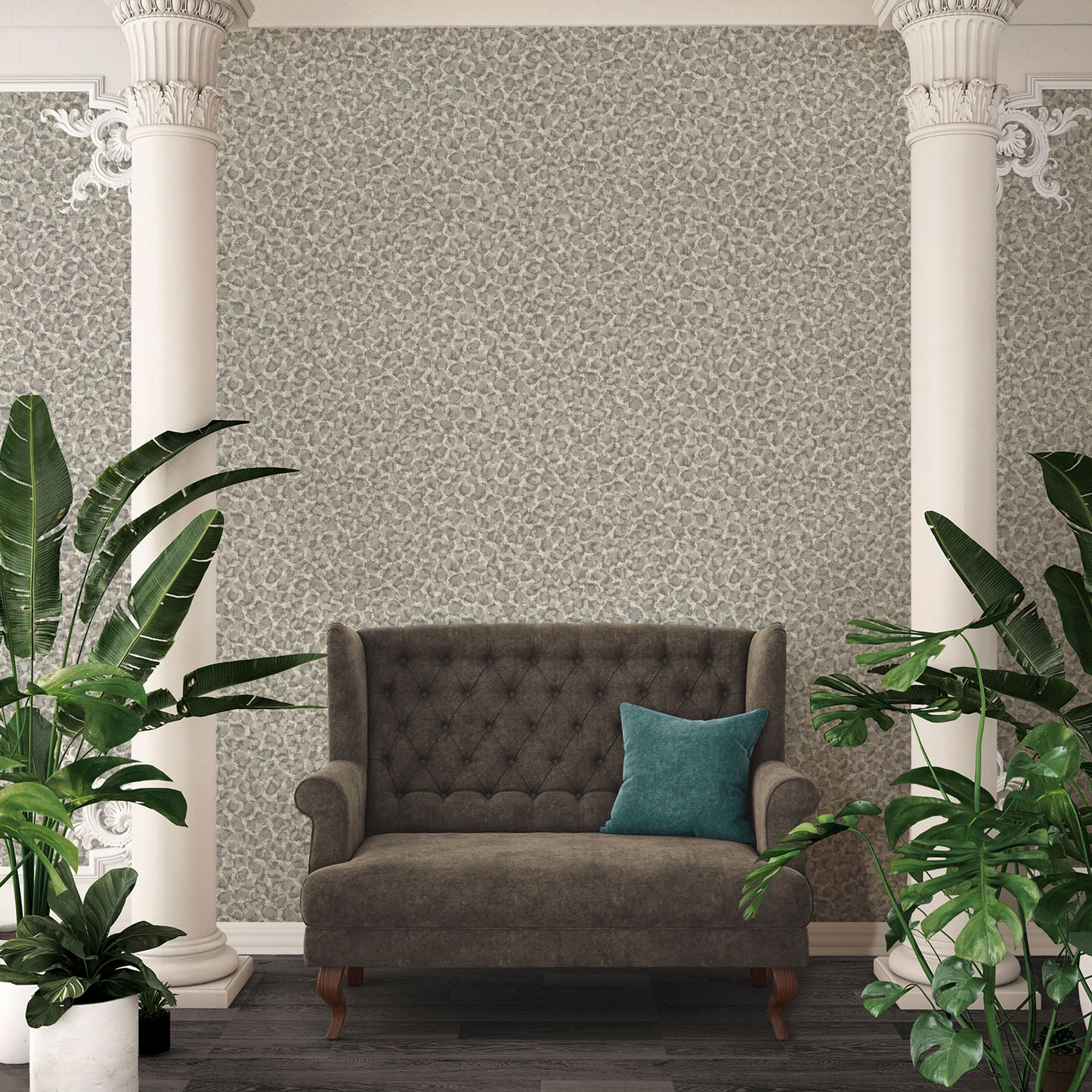 Versace Home Leopardentapete Grau 349022 Luxus Vlies Designertapete Tapete Leo