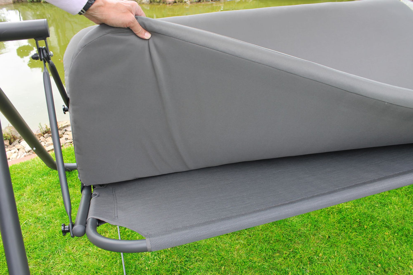 Leco Hollywoodschaukel klappbar Gartenschaukel Garten Schaukel Schaukelbank grau