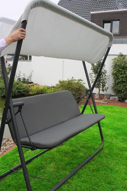 Leco Hollywoodschaukel klappbar Gartenschaukel Garten Schaukel Schaukelbank grau