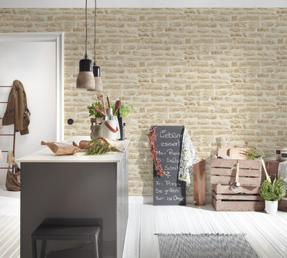 Steintapete Beige Vliestapete 355802 Wandtapete A.S. Création Tapete